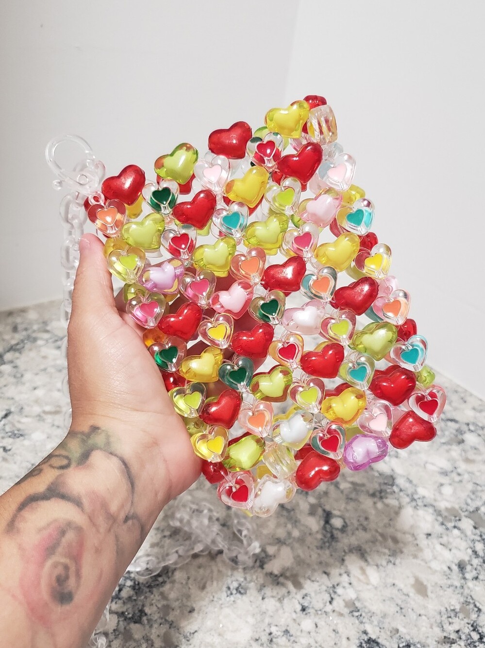 Lola + The Boys Candy Heart Beaded Multicolor Mini Crossbody Bag Phone Pouch - Picture 7 of 7